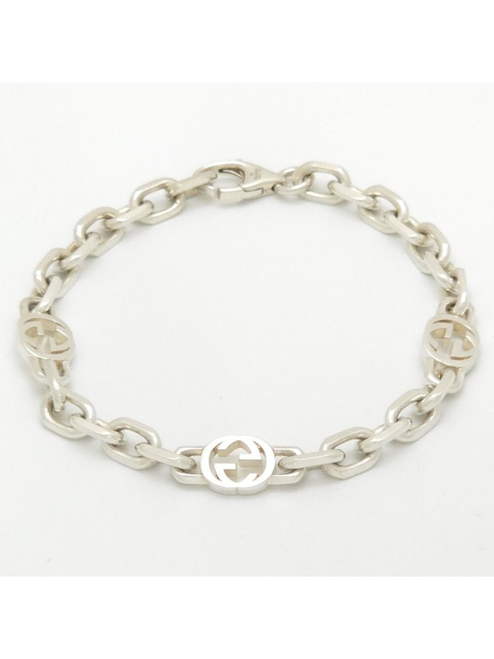 Gucci Interlocking Chain Bracelet 19.3 Shiny Finish Sterling Silver Box